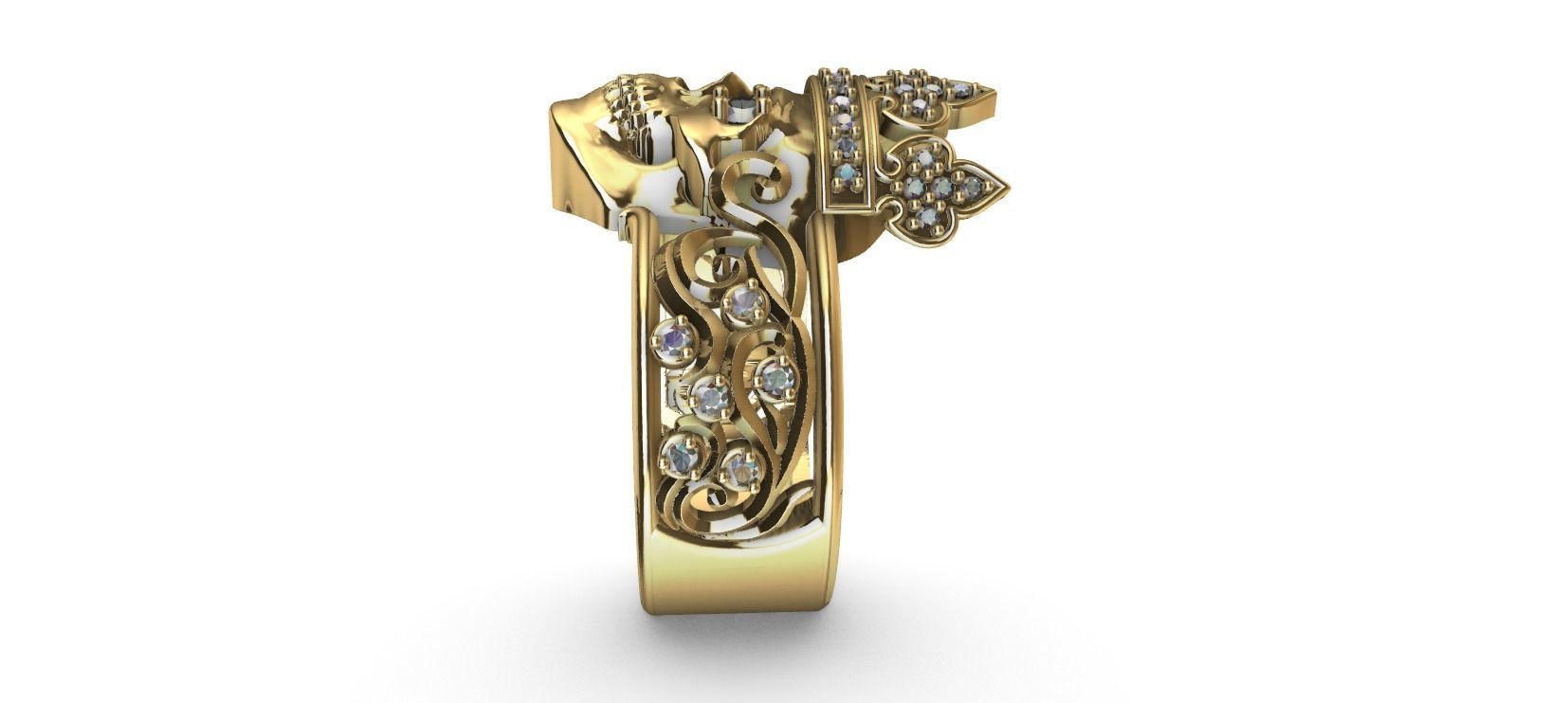 Crown Skull Ring 3D print model_12