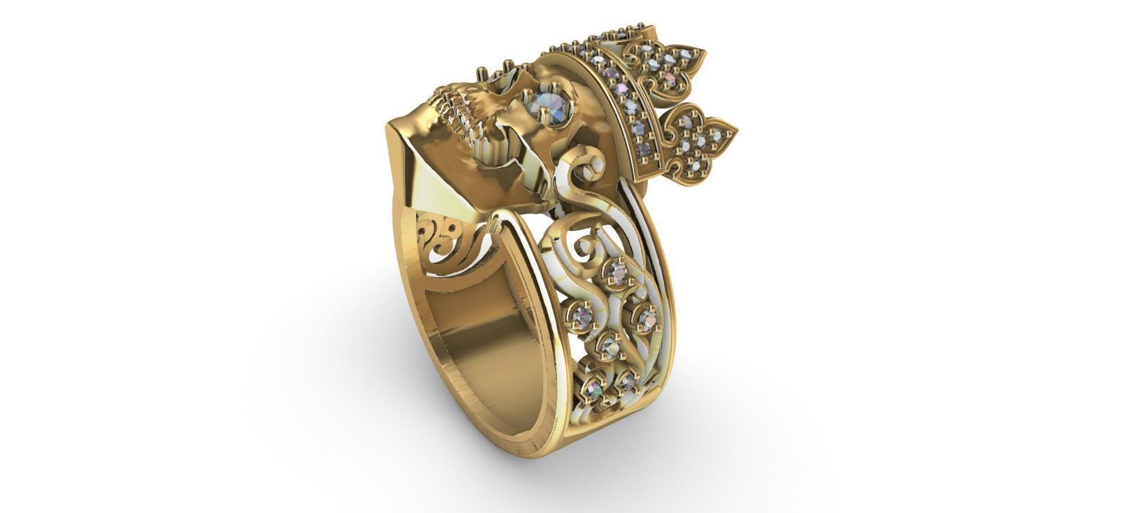 Crown Skull Ring 3D print model_13
