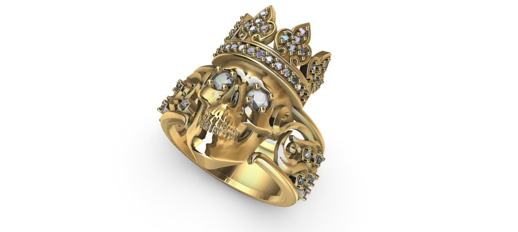 Crown Skull Ring 3D print model_23