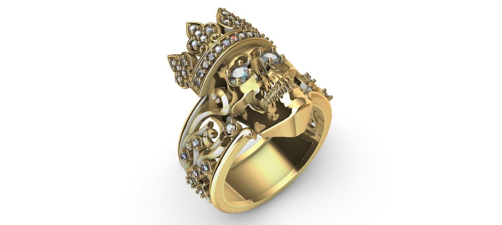 Crown Skull Ring 3D print model_3