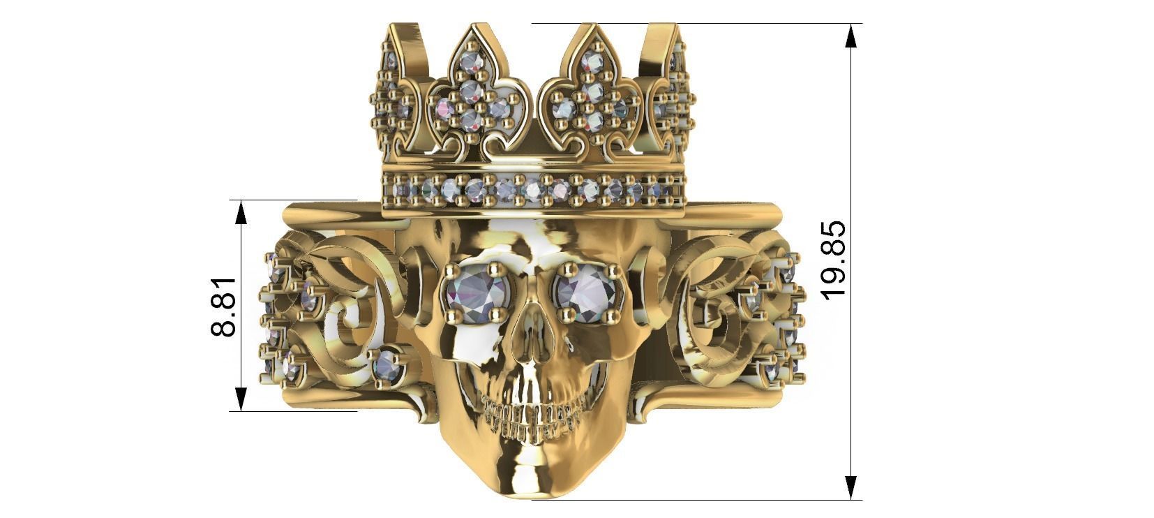 Crown Skull Ring 3D print model_5