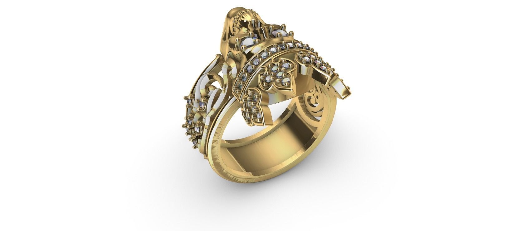 Crown Skull Ring 3D print model_10