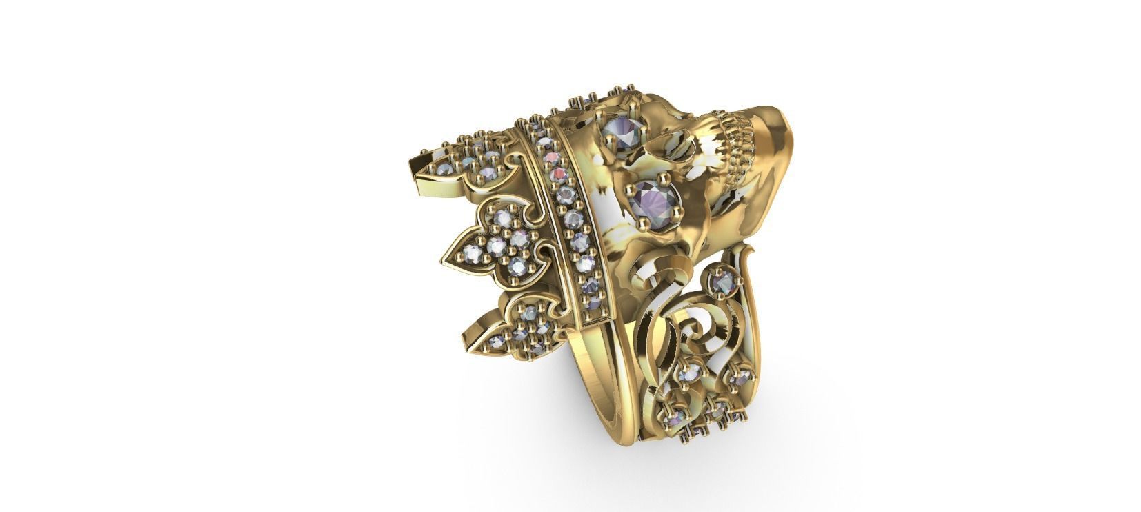 Crown Skull Ring 3D print model_8