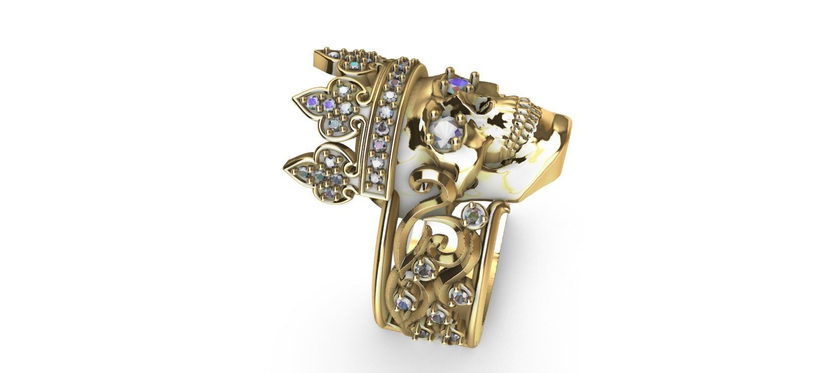 Crown Skull Ring 3D print model_7