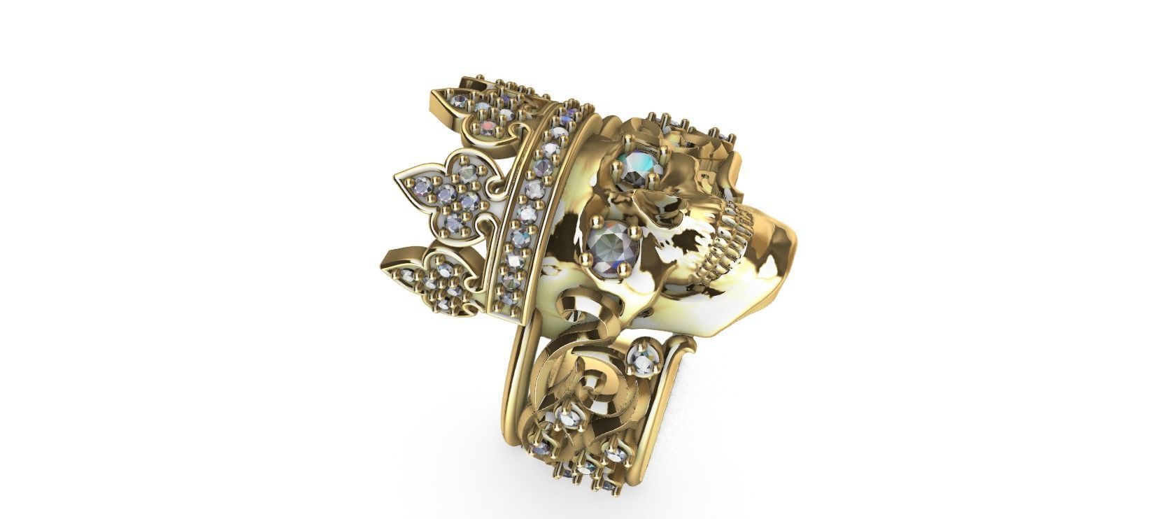 Crown Skull Ring 3D print model_22
