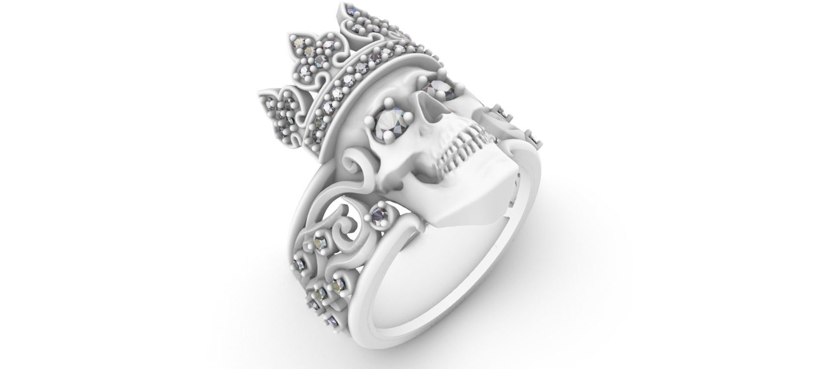 Crown Skull Ring 3D print model_1
