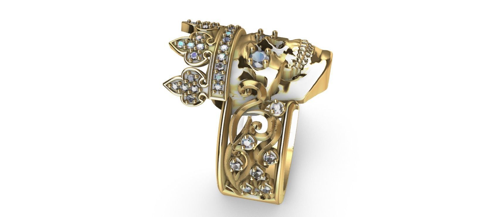 Crown Skull Ring 3D print model_21