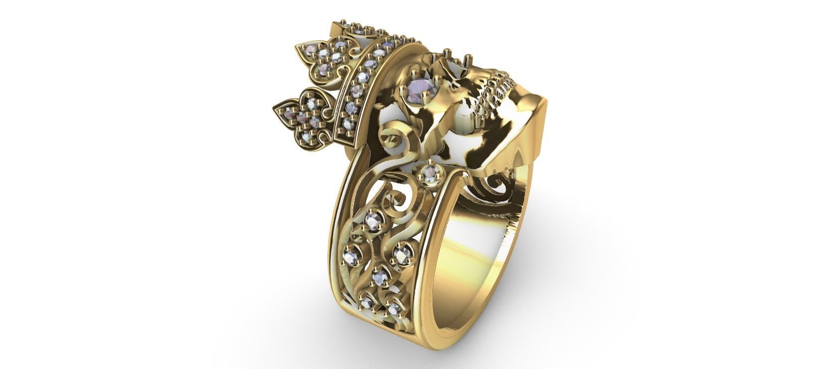 Crown Skull Ring 3D print model_4