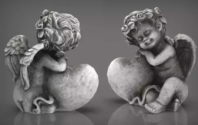 Angel with Heart Low-poly 3D model