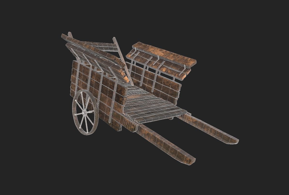 Rundown Medieval Cart Low-poly 3D model_6