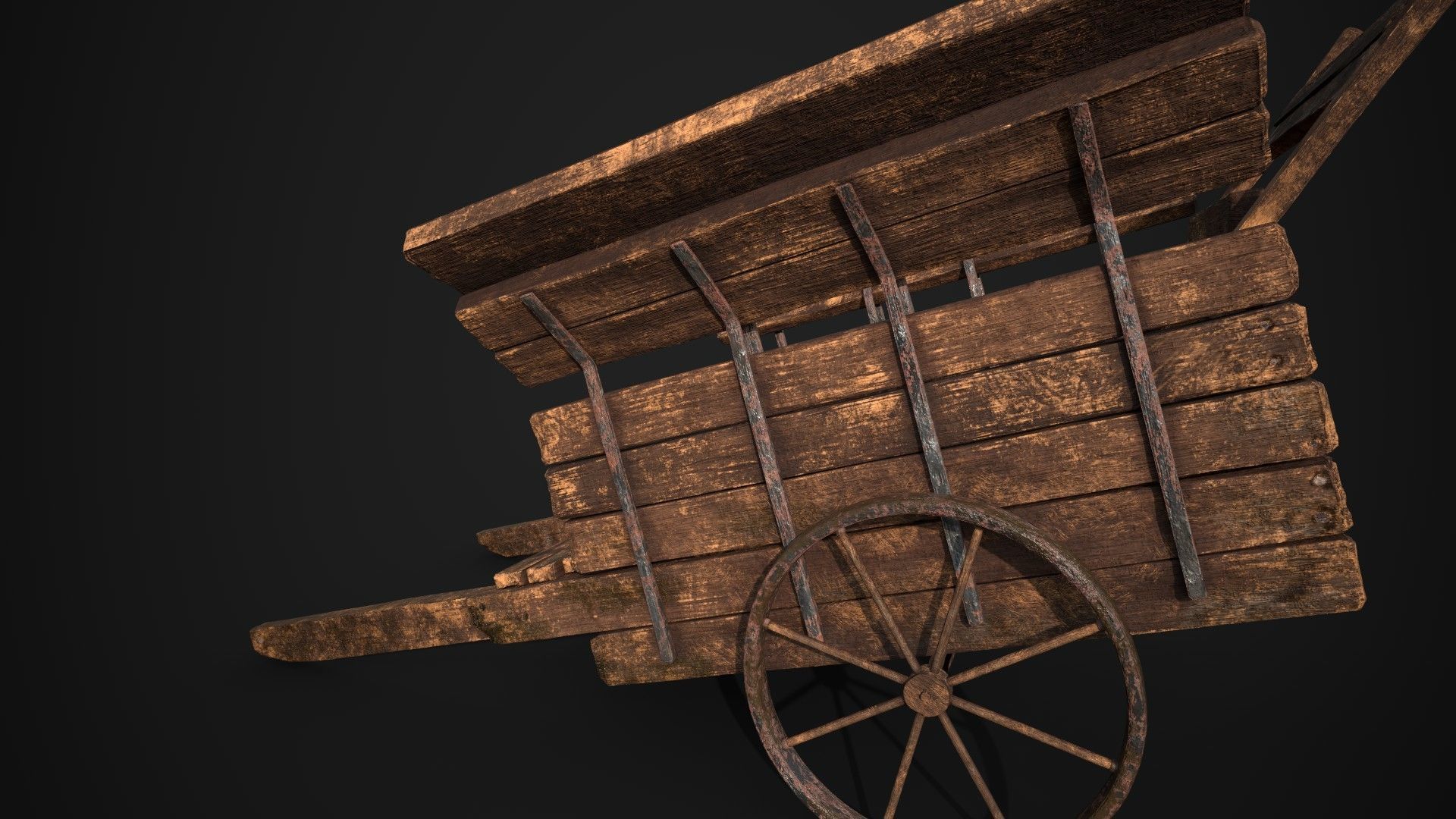Rundown Medieval Cart Low-poly 3D model_5