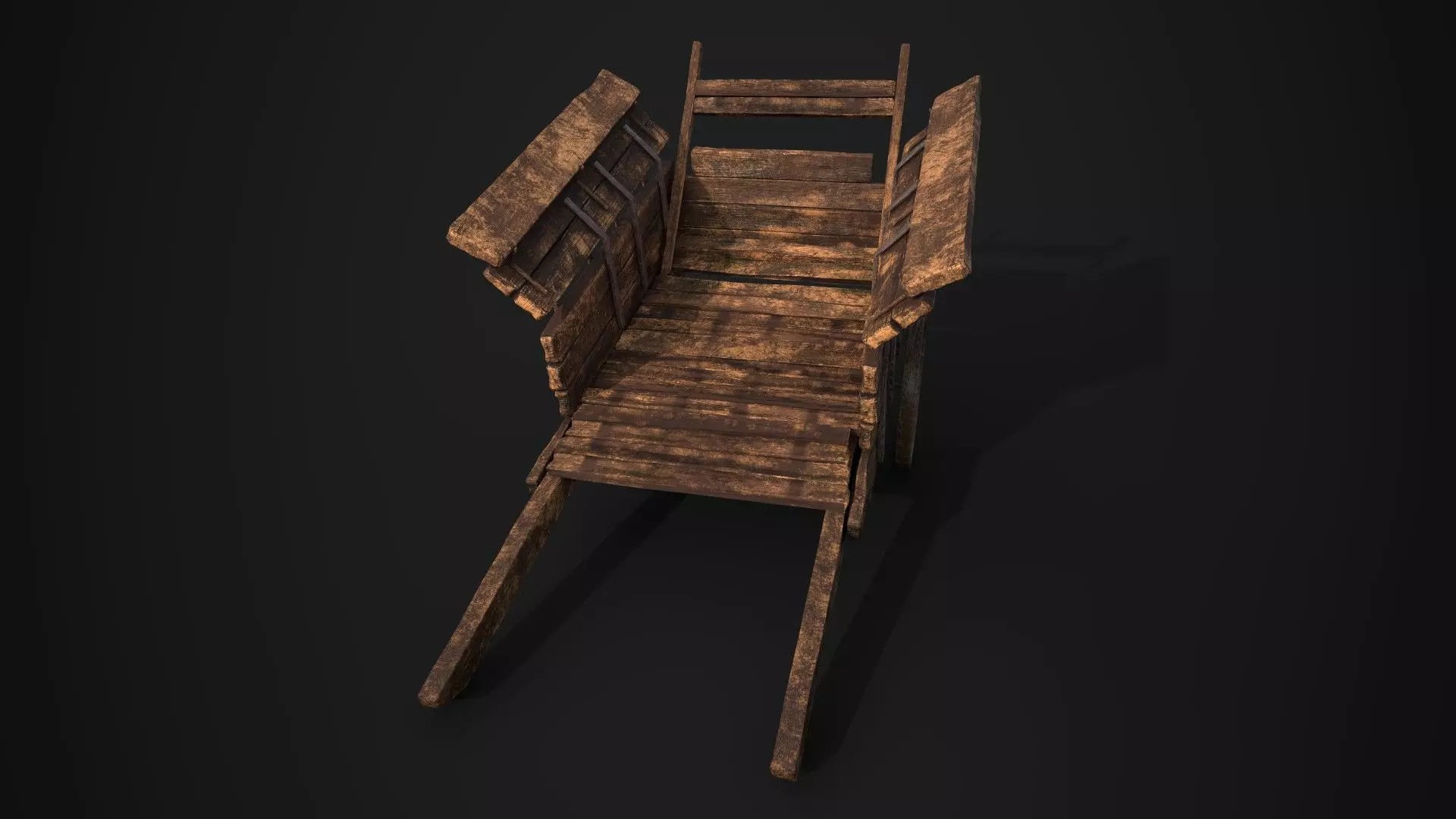 Rundown Medieval Cart Low-poly 3D model_0
