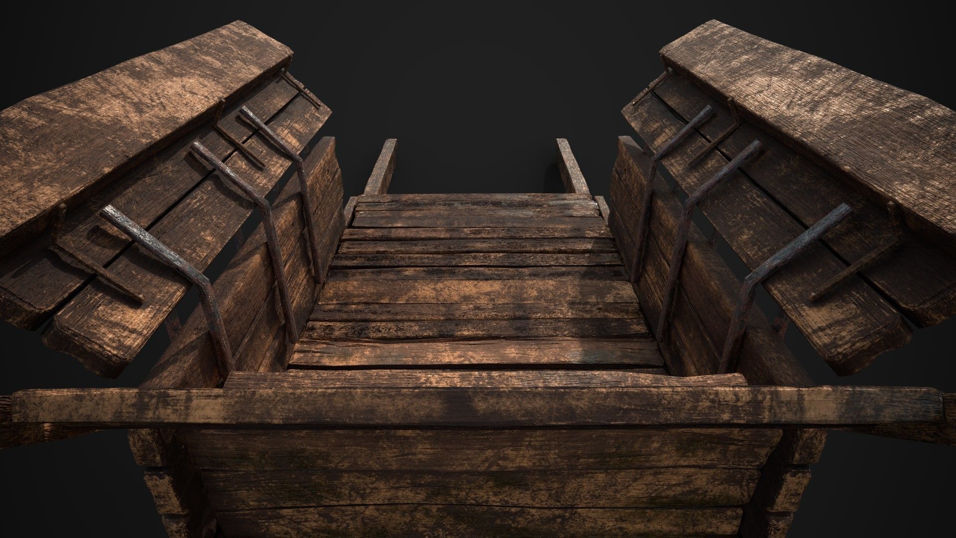 Rundown Medieval Cart Low-poly 3D model_2