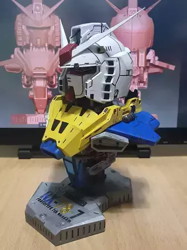 rx-78-7-gundam-bust-1 gundam statue 3D print model