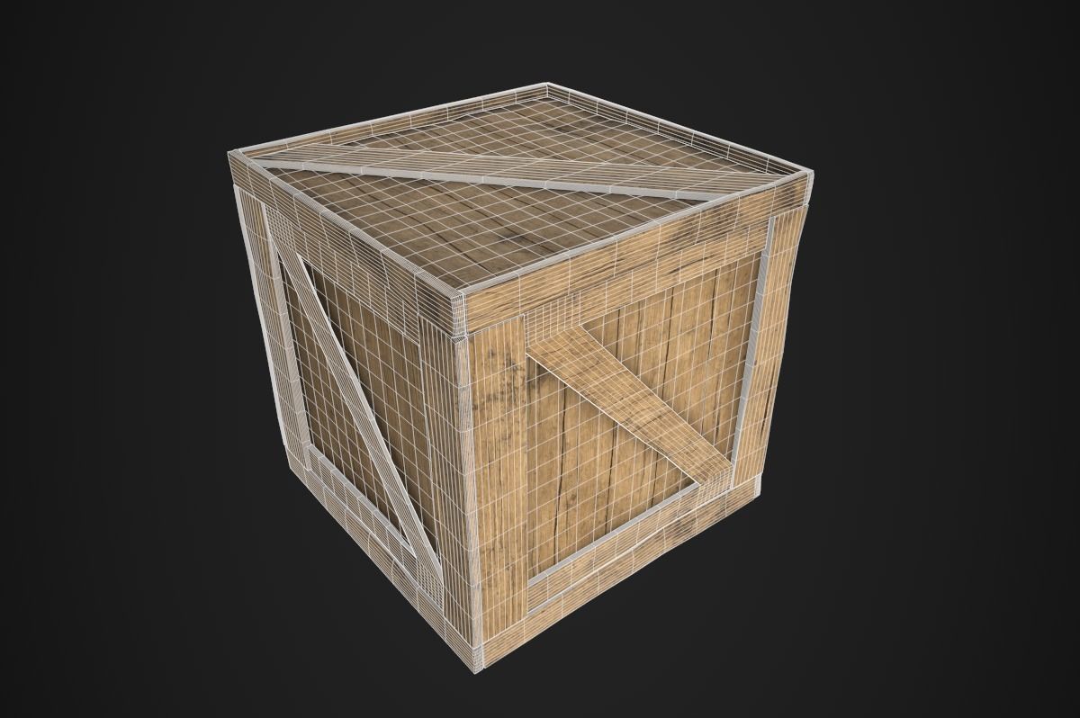 Wooden Crate Low-poly 3D model_4