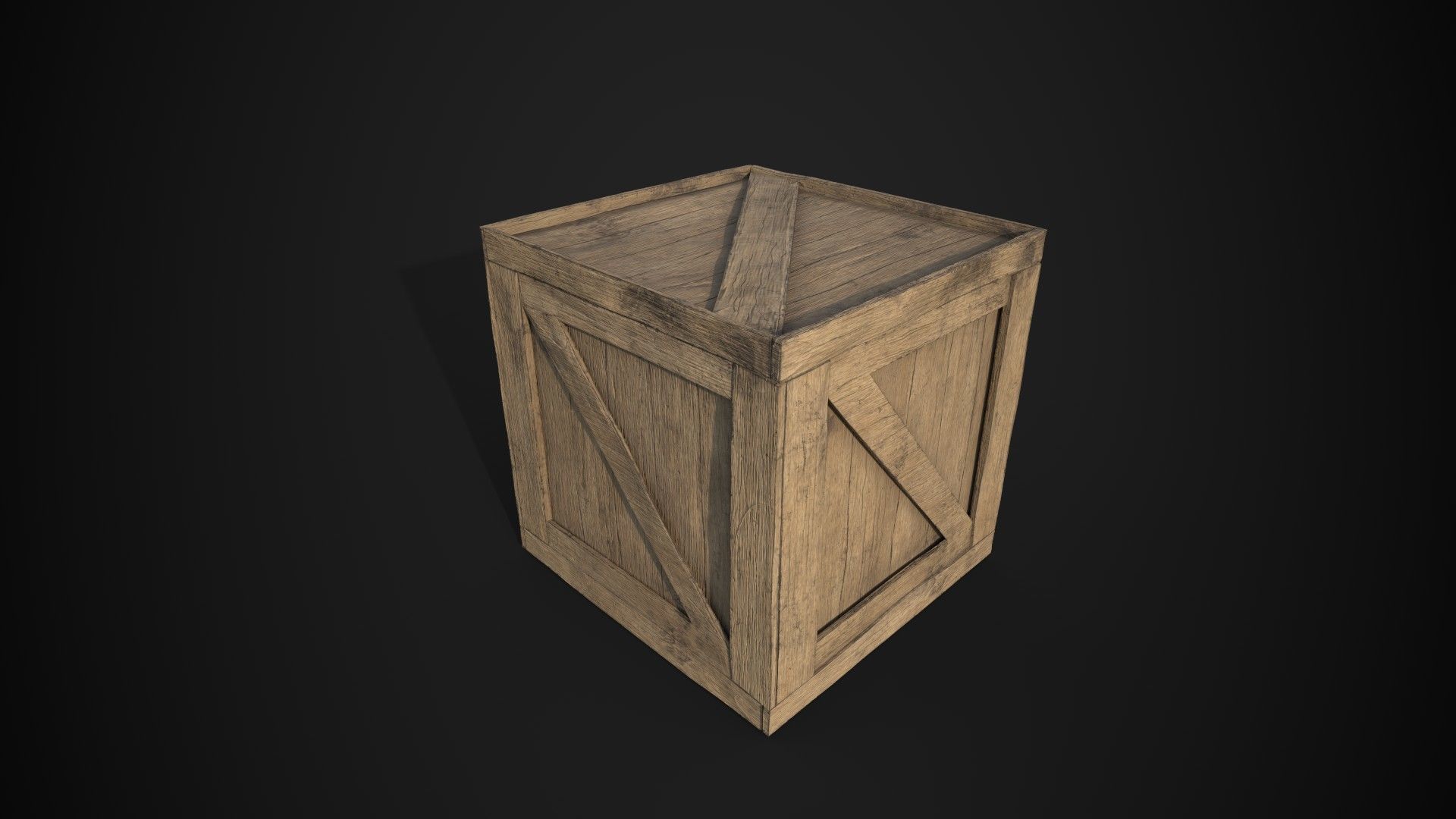 Wooden Crate Low-poly 3D model_2