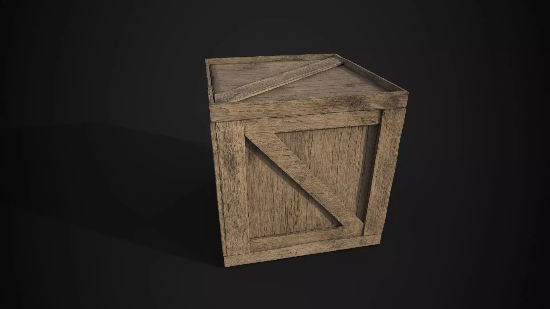 Wooden Crate Low-poly 3D model_0