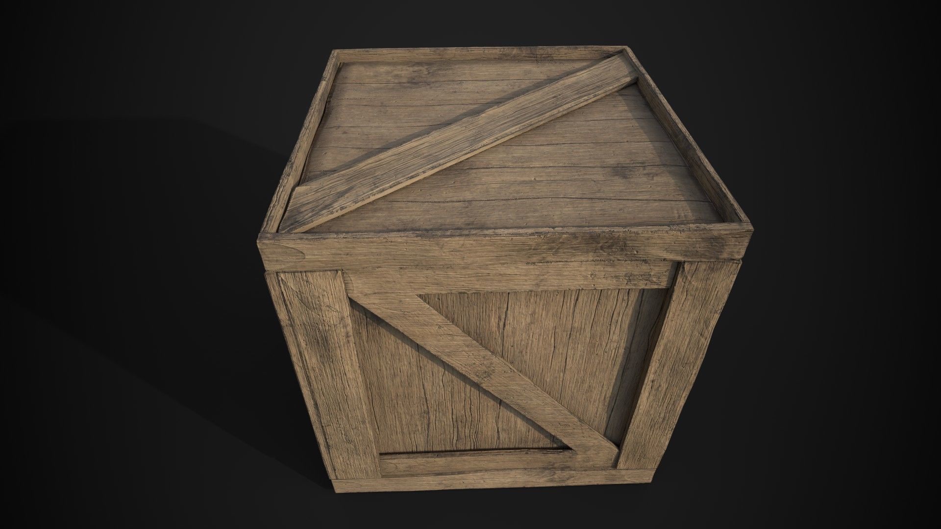 Wooden Crate Low-poly 3D model_1