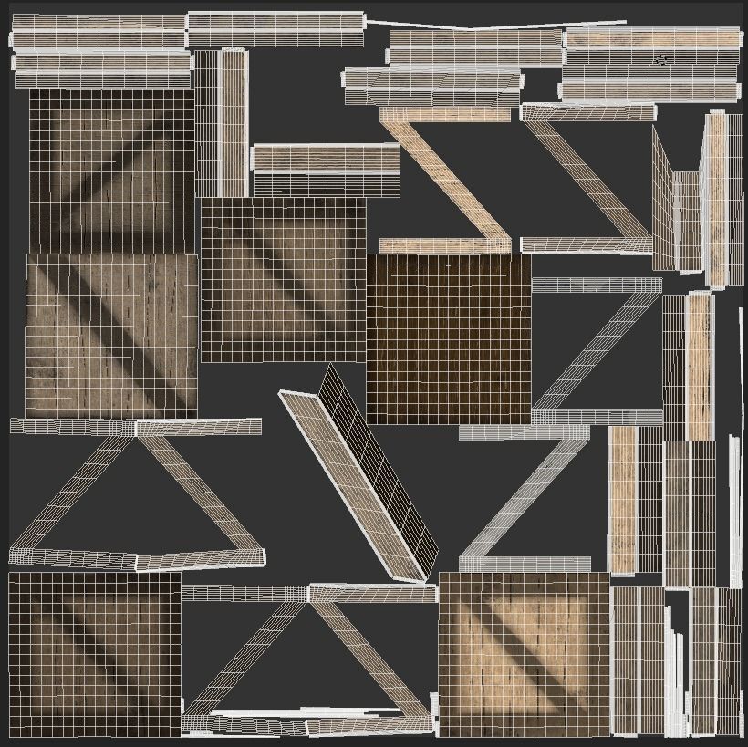 Wooden Crate Low-poly 3D model_5