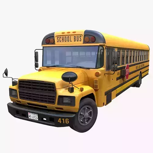 American generic school bus Low-poly 3D model
