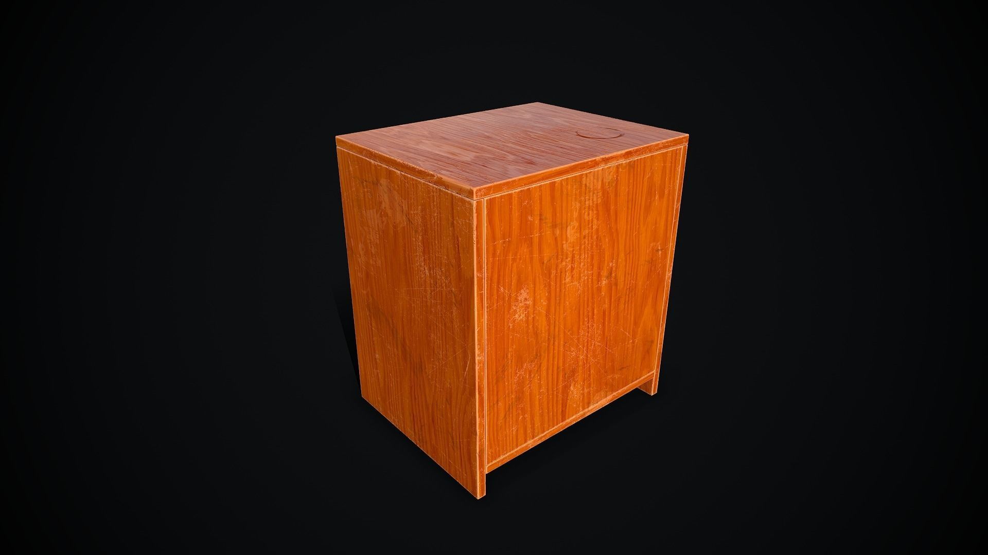Old Wooden Cabinet Low-poly 3D model_6