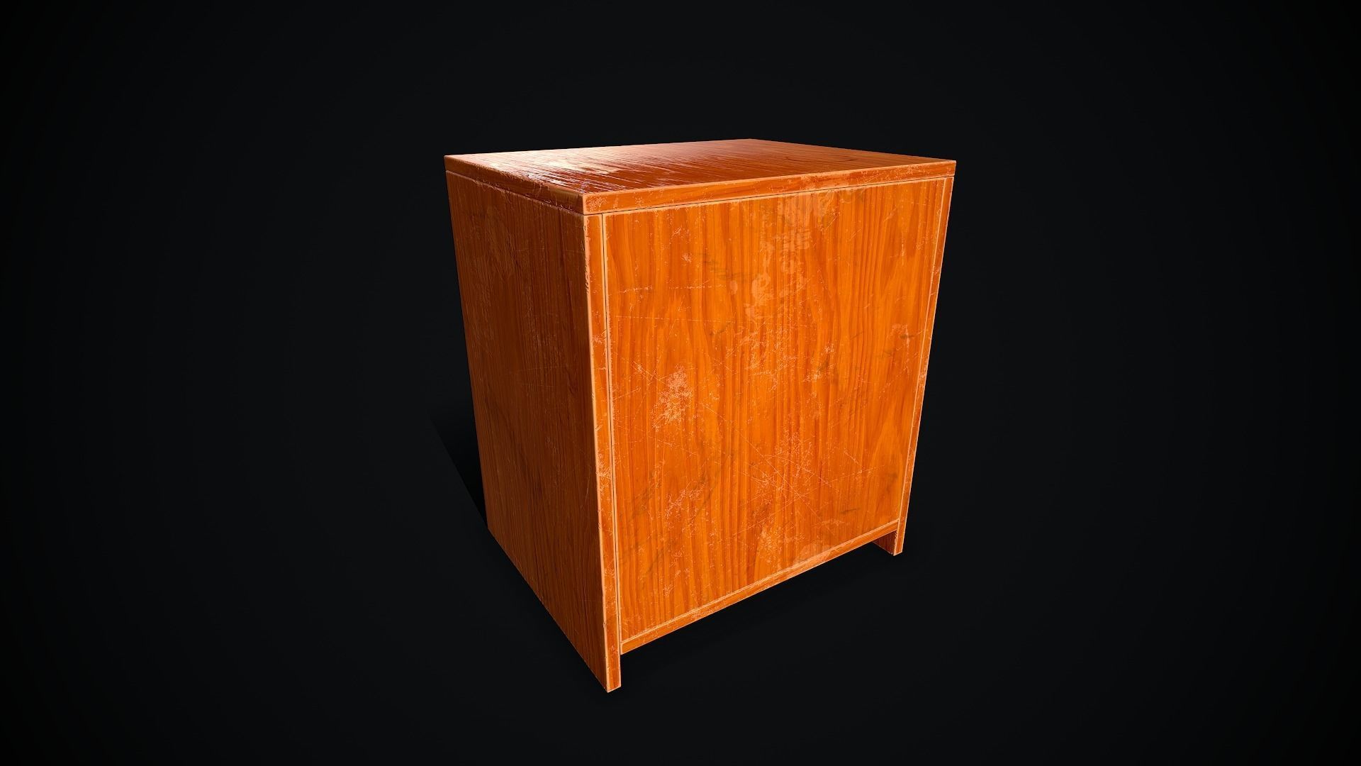 Old Wooden Cabinet Low-poly 3D model_7