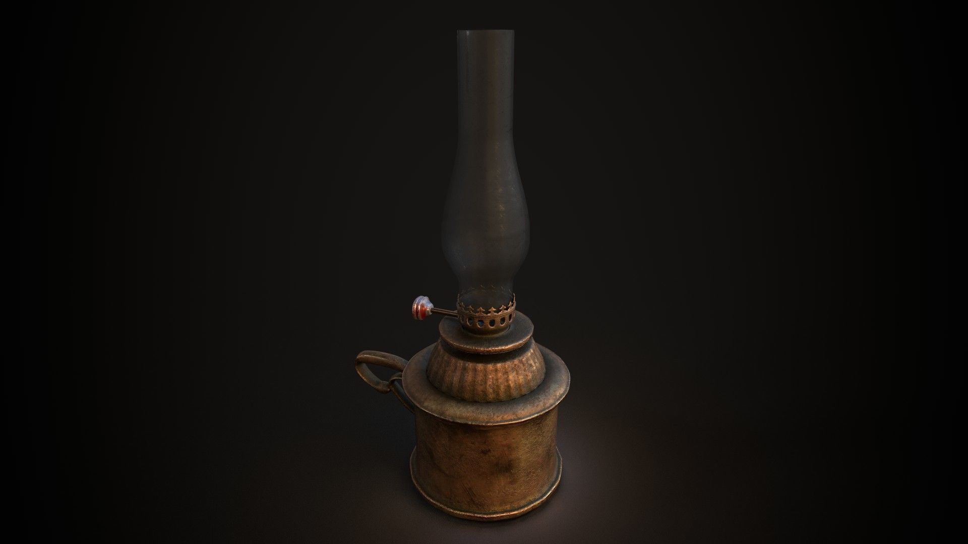 Worn Oil Lamp Low-poly 3D model_1
