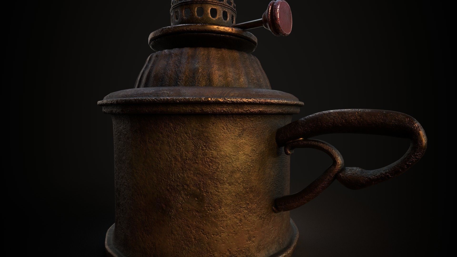 Worn Oil Lamp Low-poly 3D model_2