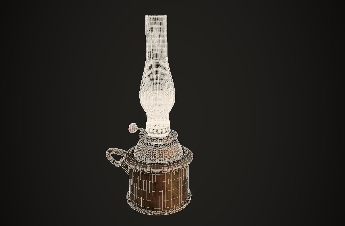 Worn Oil Lamp Low-poly 3D model_4