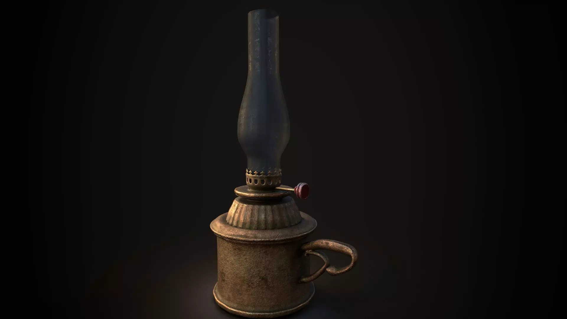 Worn Oil Lamp Low-poly 3D model_0