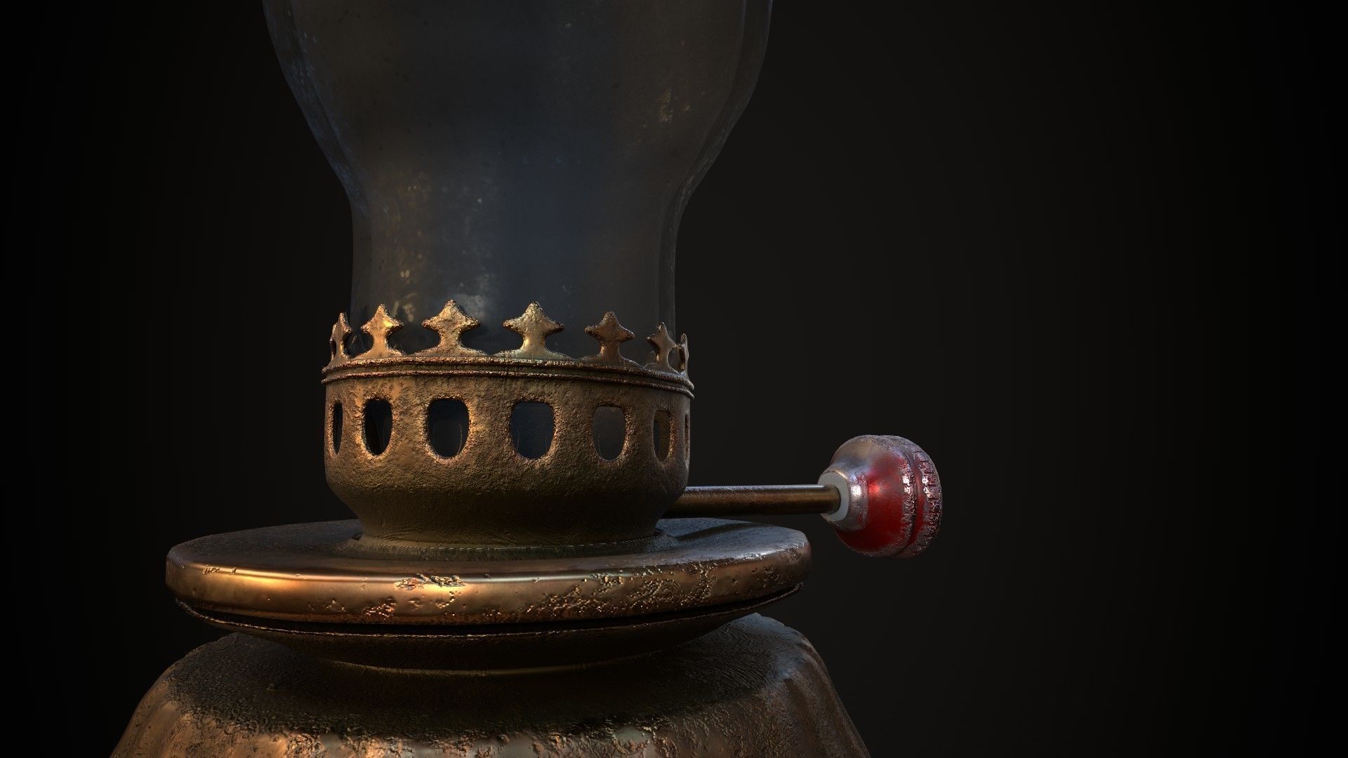 Worn Oil Lamp Low-poly 3D model_3