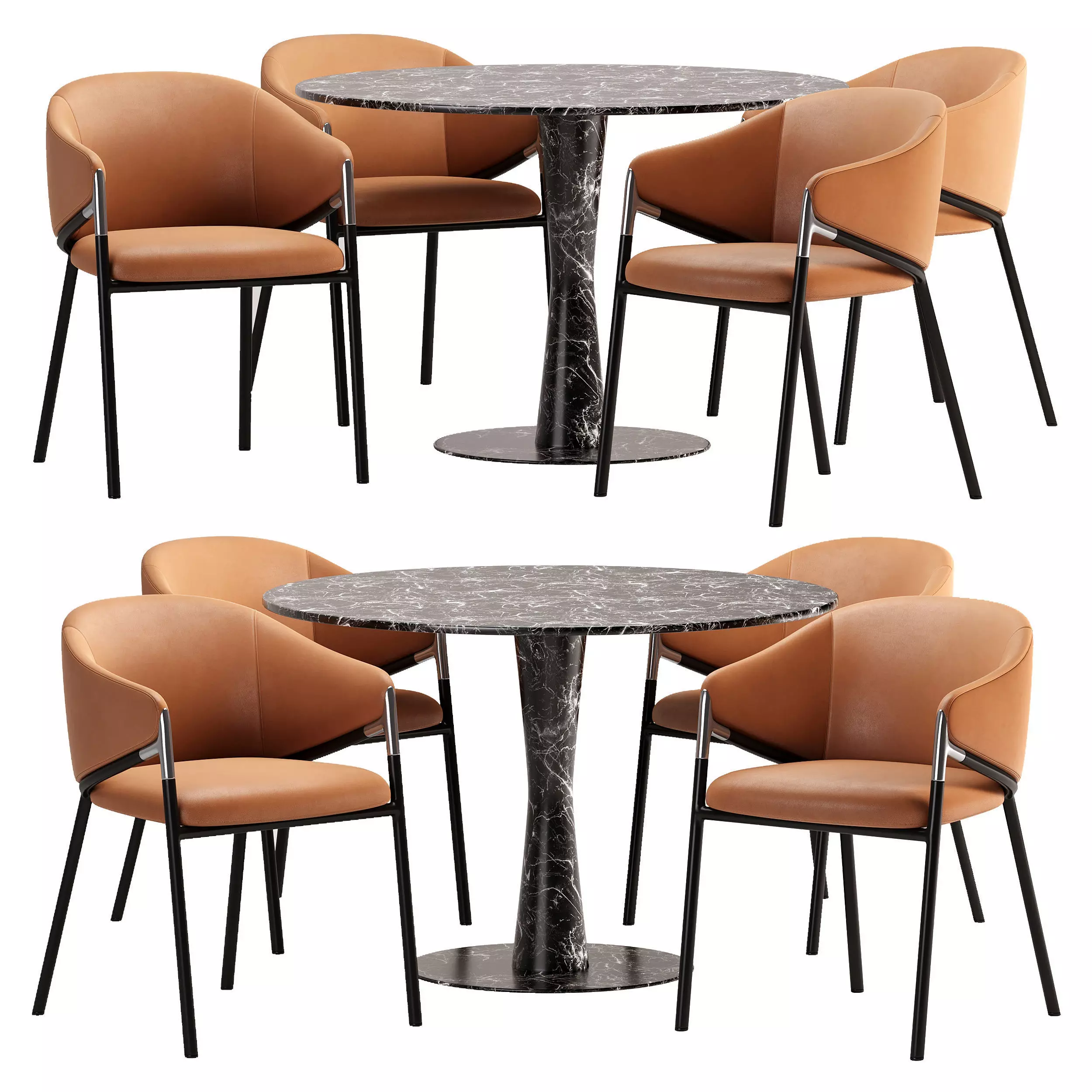 Dining set Hammer chair with Coni table 3D model_0