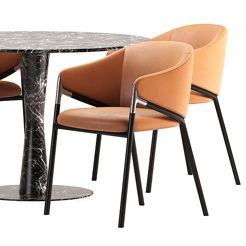 Dining set Hammer chair with Coni table 3D model 3