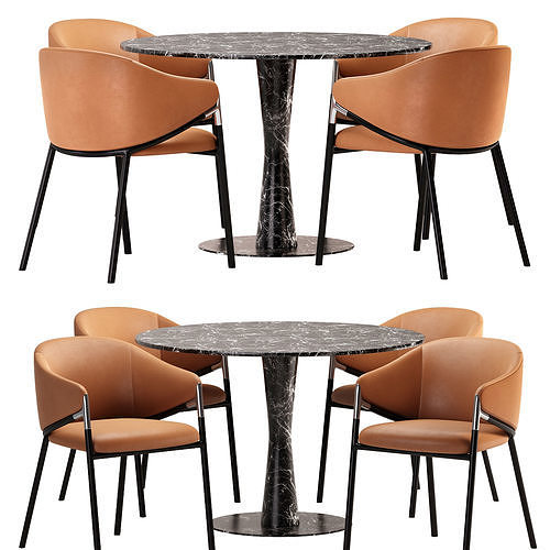 Dining set Hammer chair with Coni table 3D model 2