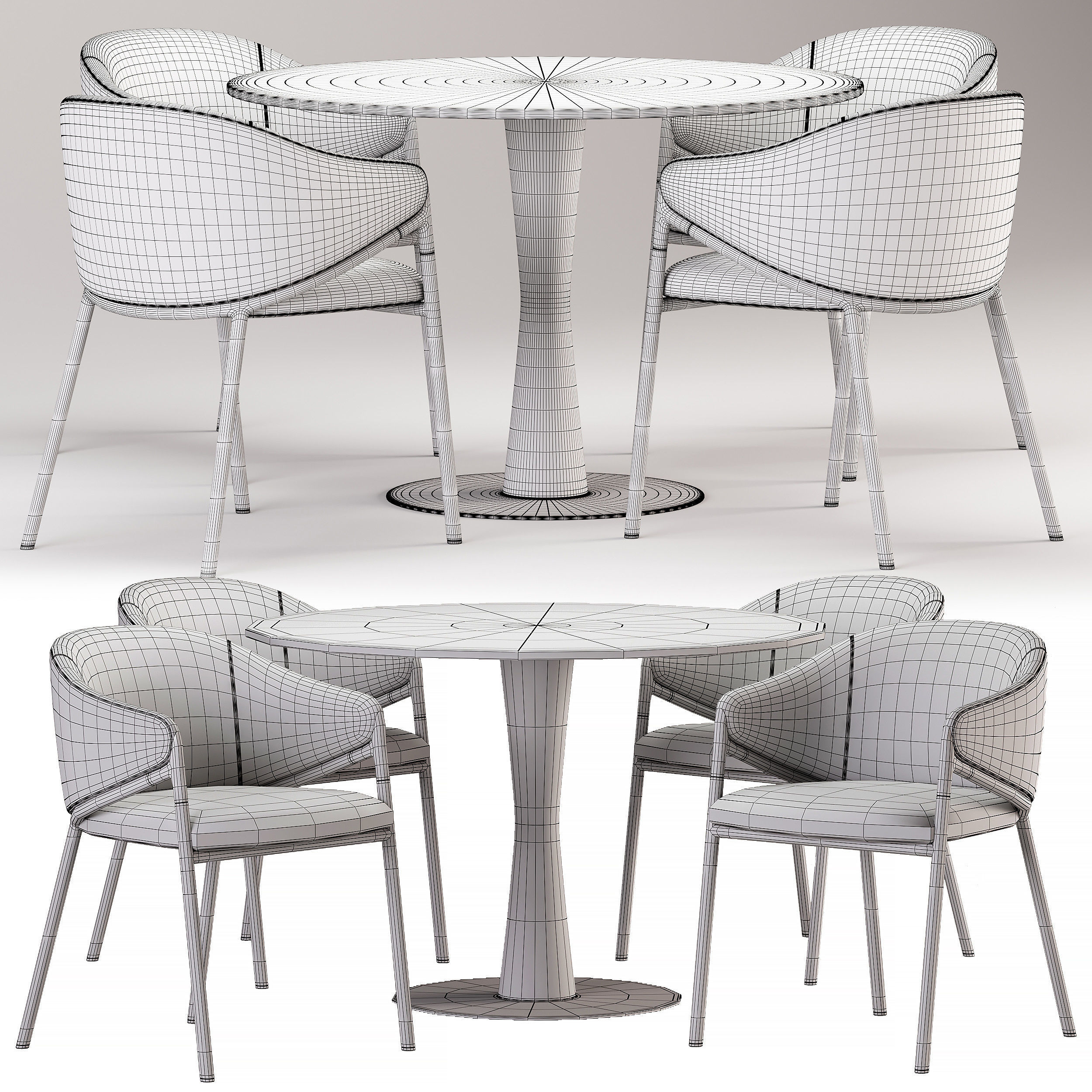 Dining set Hammer chair with Coni table 3D model_3