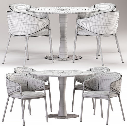Dining set Hammer chair with Coni table 3D model 4