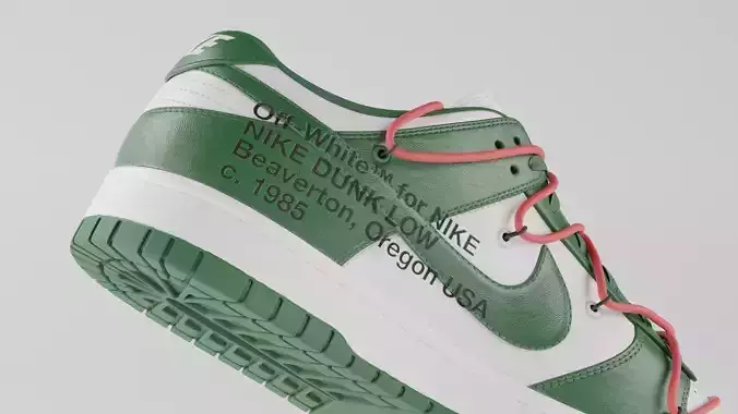 Off White x Nike Dunk Pine Green  Low-poly 3D model