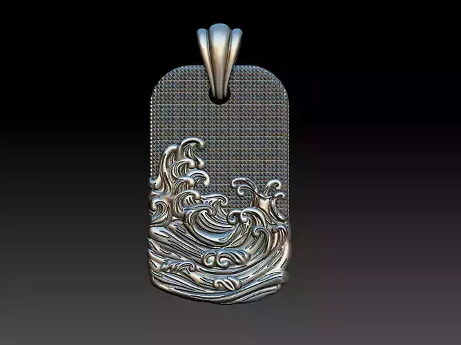 Oriental Wave pendant pingente ondas 3D print model
