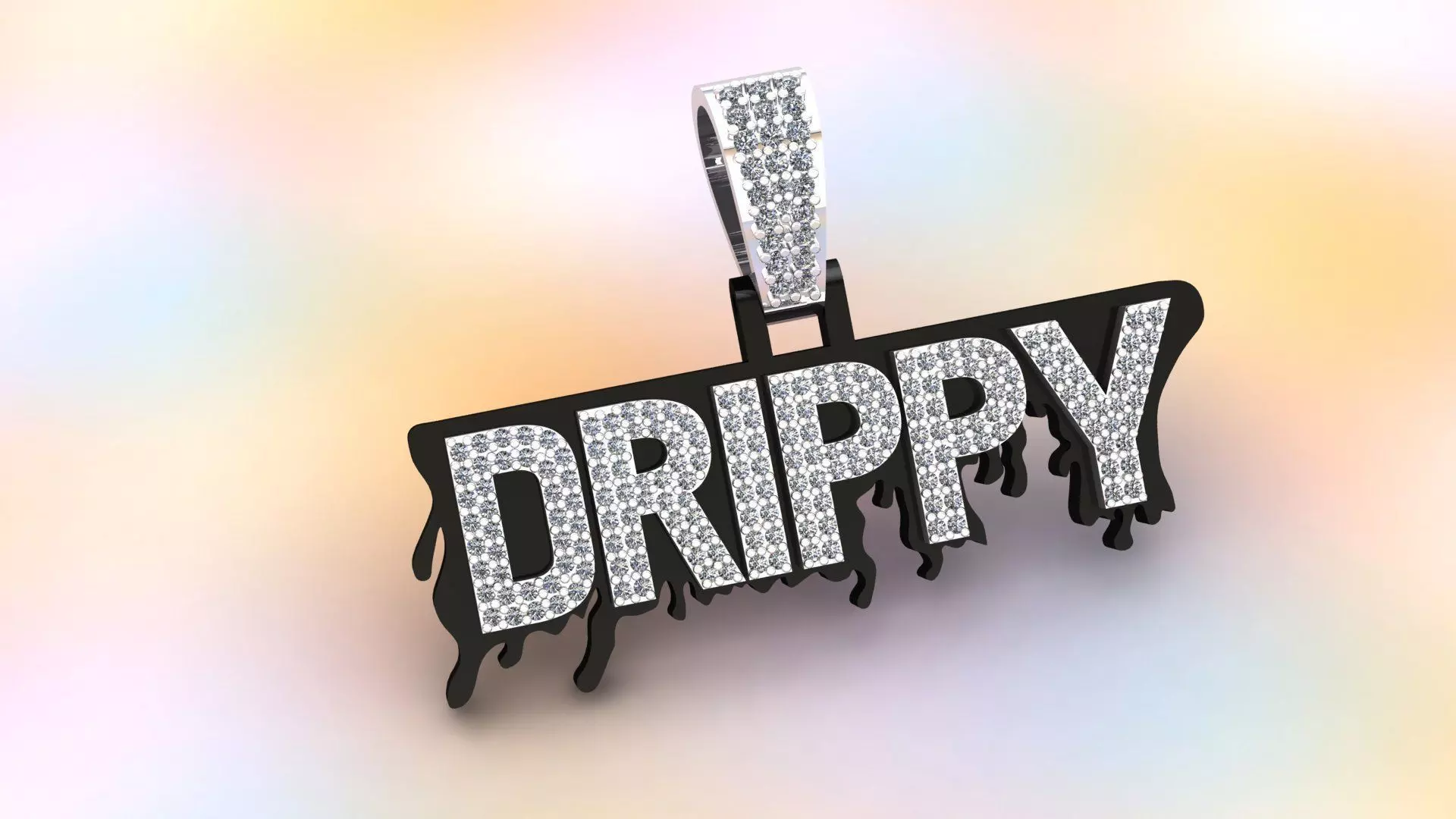 Drippy pendant 3D model diamonds 3D print model