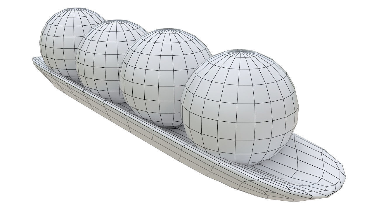 Wooden decorative canoe 3D model_6