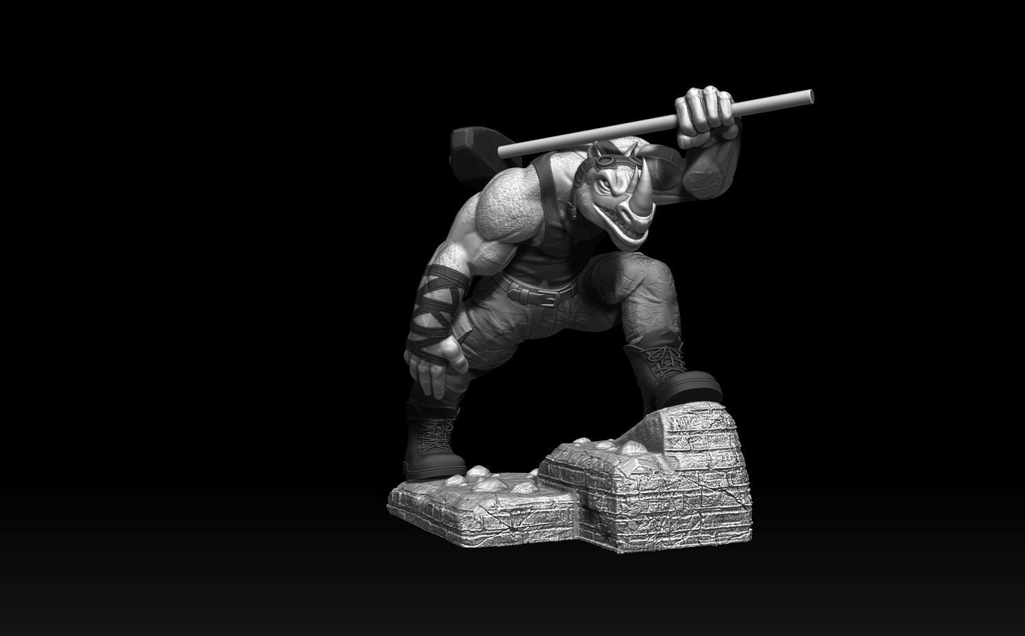 Rocksteady TMNT 3D print model_2