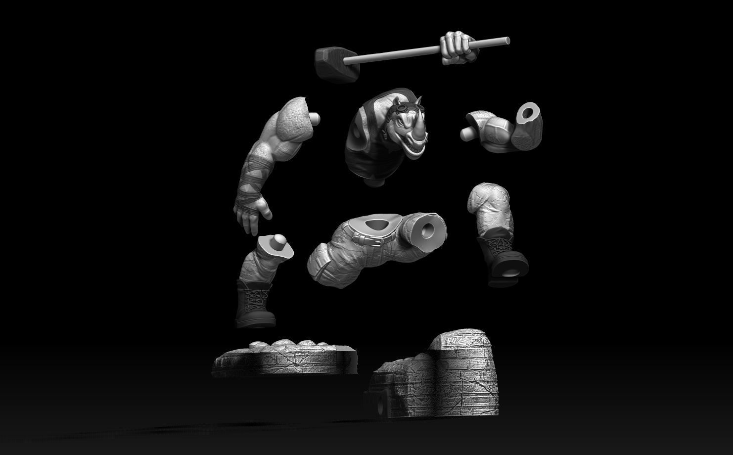 Rocksteady TMNT 3D print model_4