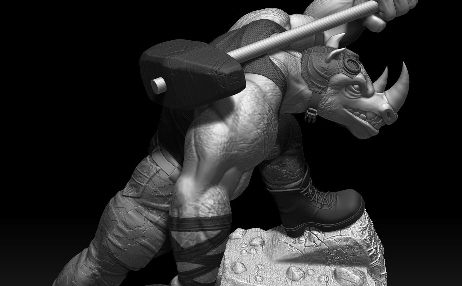 Rocksteady TMNT 3D print model_9
