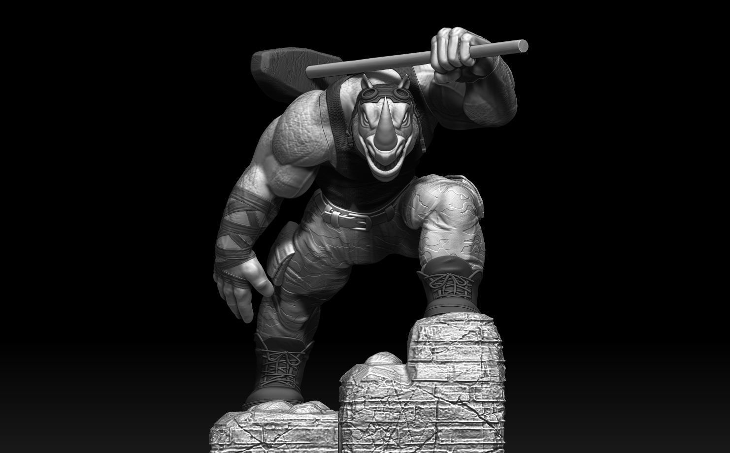 Rocksteady TMNT 3D print model_1