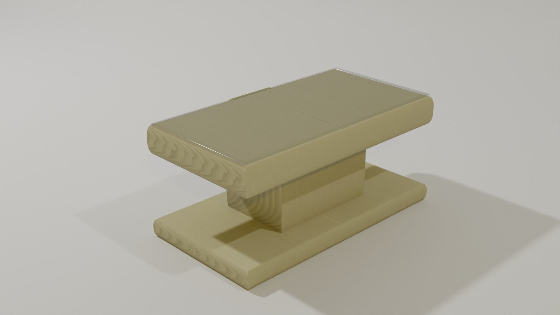 trapeze wooden bench 3D model_1