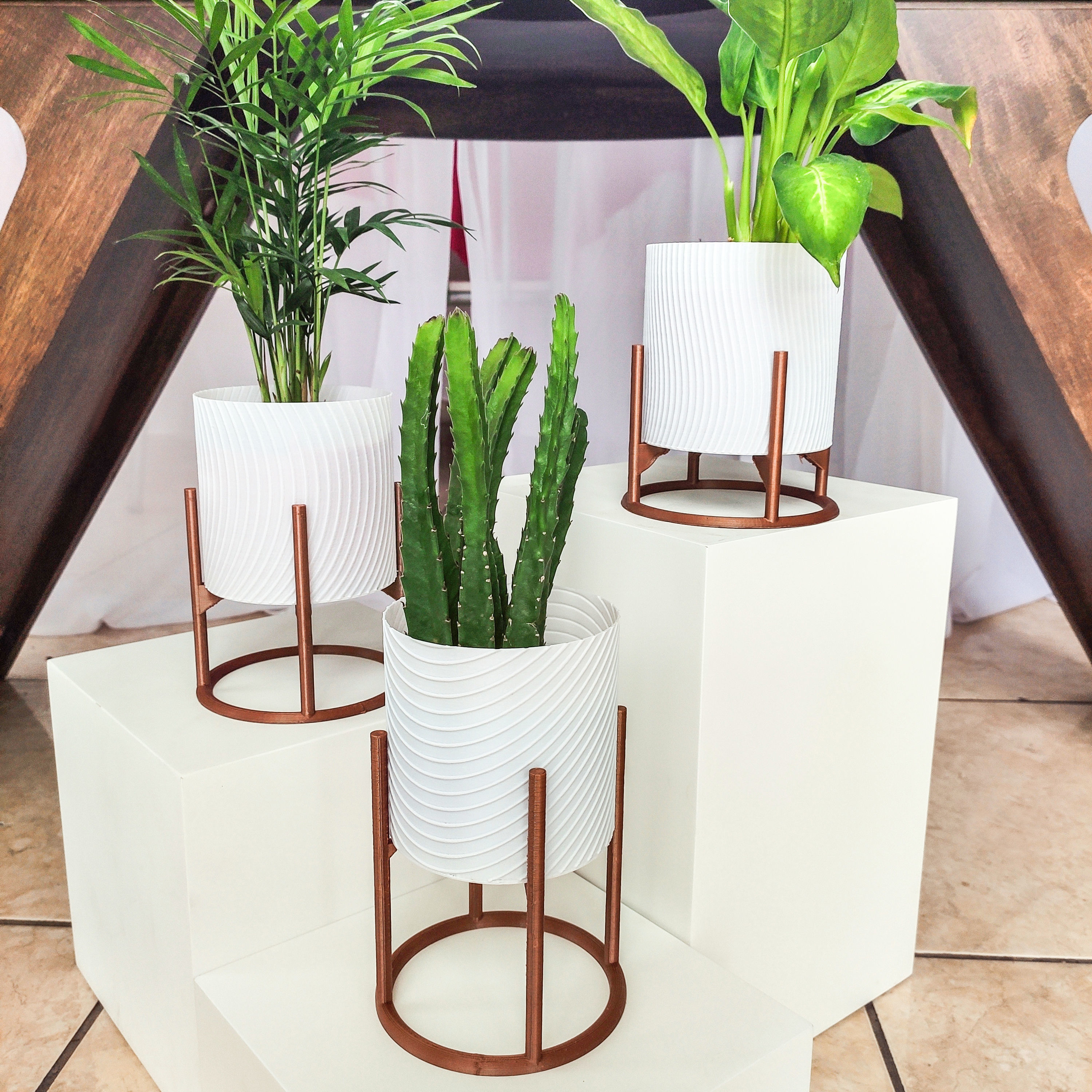 Decorative plant pots set 3D print model_6