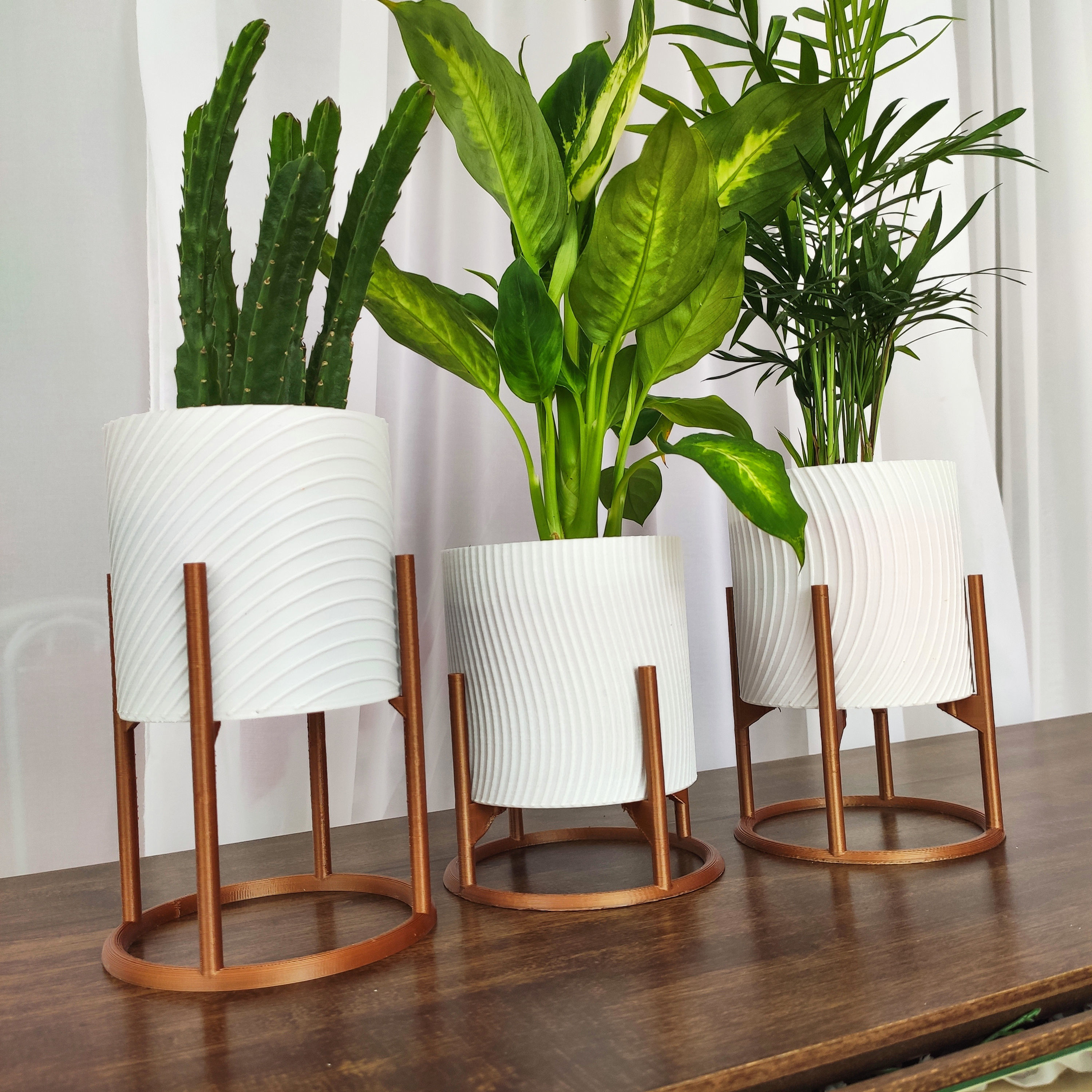 Decorative plant pots set 3D print model_2