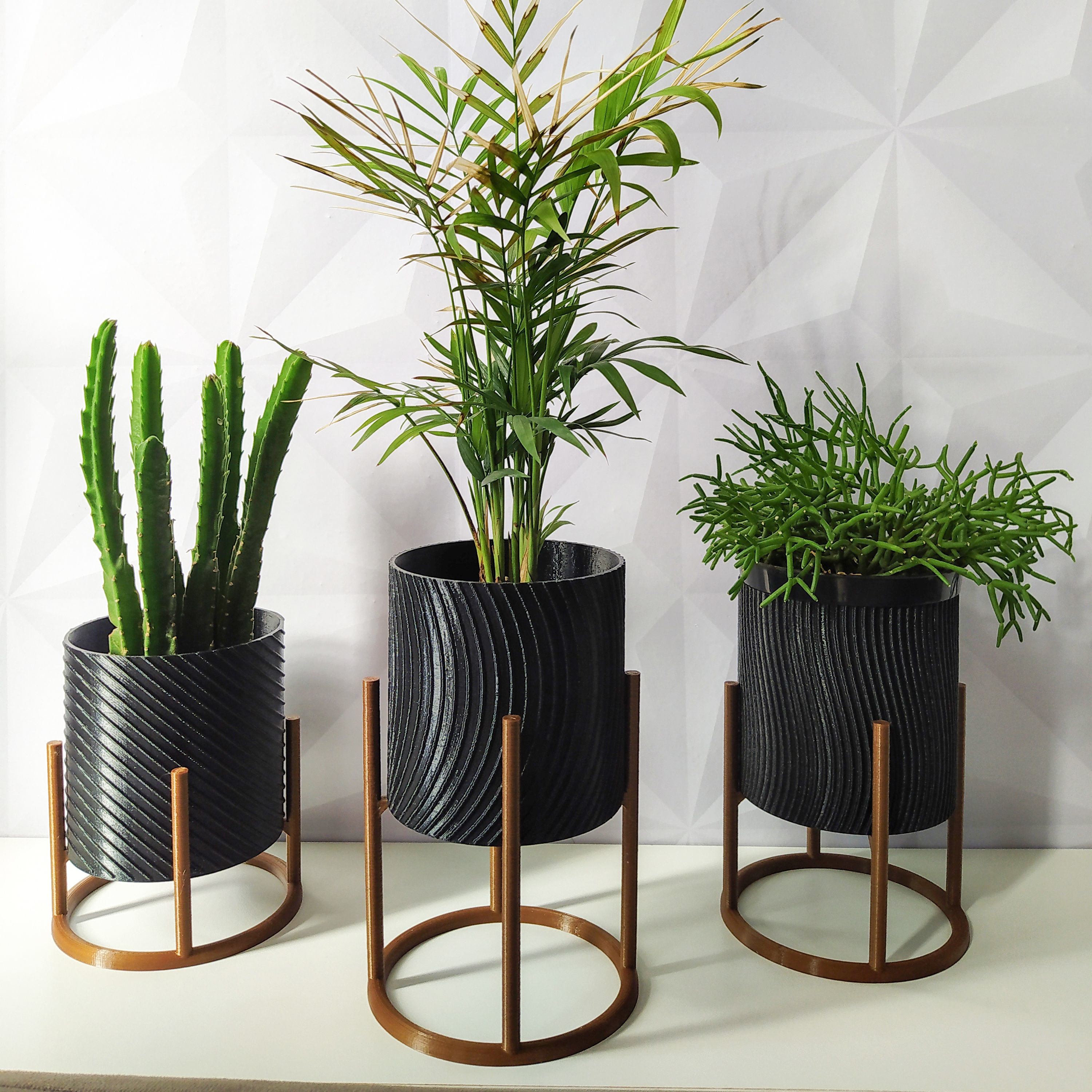 Decorative plant pots set 3D print model_3