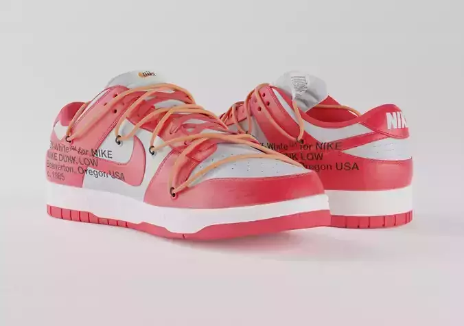 Off White x Nike Dunk Low University Red  Low-poly 3D model