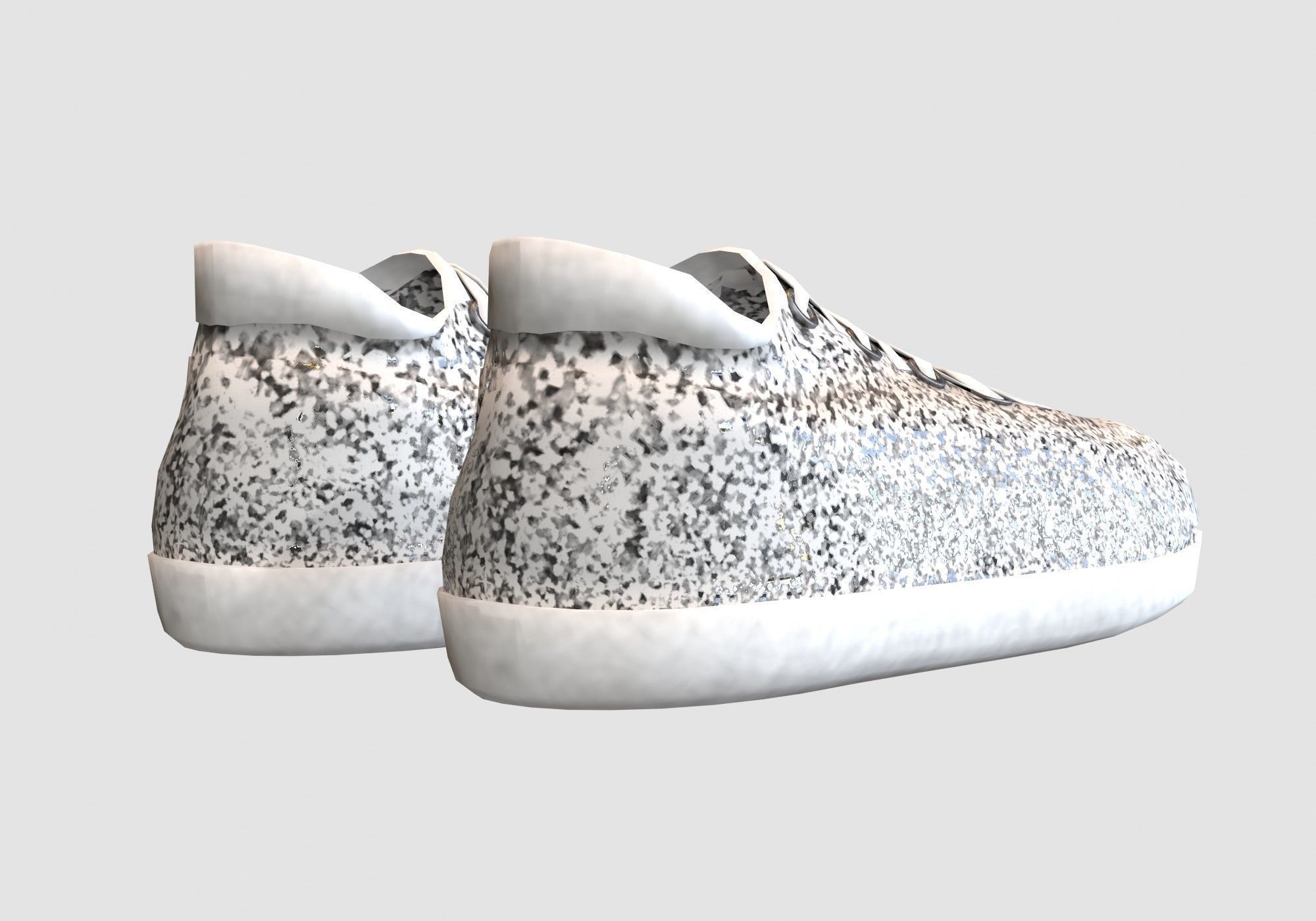 white glitter shoes  3D model_3